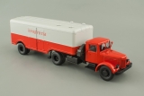 МАЗ-200В седельный тягач + МАЗ-5217 полуприцеп-фургон «Продукты» - красный/серый 1:43